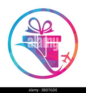 Travel gift vector logo design. Vector of gift and plane logo combination. Stock Vector