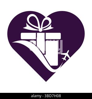 Travel gift cloud shape vector logo design. Vector of gift and plane logo combination. Stock Vector