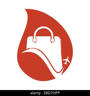 Travel shop logo vector template. Shop and plane logo. Sale and travel symbol or icon. Stock Vector