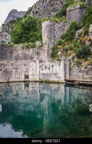 Gurdic Bastion, the oldest south gate of old town of Kotor coastal city, located in Bay of Kotor of Adriatic Sea, Montenegro Stock Photo