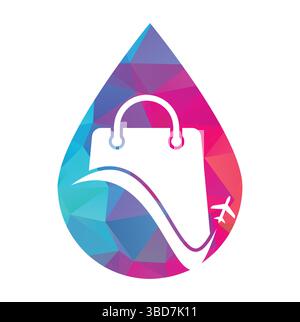 Travel shop logo vector template. Shop and plane logo. Sale and travel symbol or icon. Stock Vector