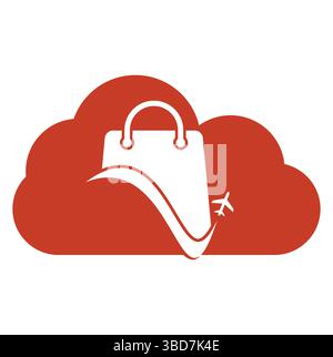 Travel shop logo vector template. Shop plane and cloud logo. Sale and travel symbol or icon. Stock Vector