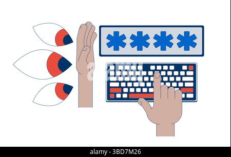 Password protection 2D illustration concept Stock Vector