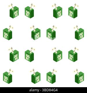 Green Juice Box Seamless Pattern Stock Vector