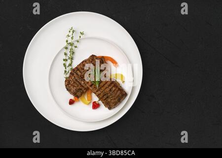 Top view of two grilled steaks on a plate Stock Photo