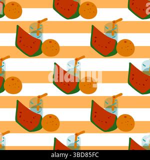 Fruit Juice Seamless Pattern Design Stock Vector