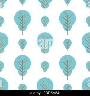 Seamless pattern with colored trees on white background. Vector illustration. Stock Vector
