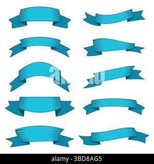Set of ten blue ribbons and banners for web design. Great design ...