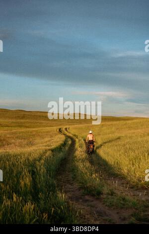 Road to Somewhere with a bike Stock Photo