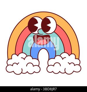 Smiling Cartoon Rainbow. A cheerful vector illustration of a cartoon rainbow with a happy face. Stock Vector