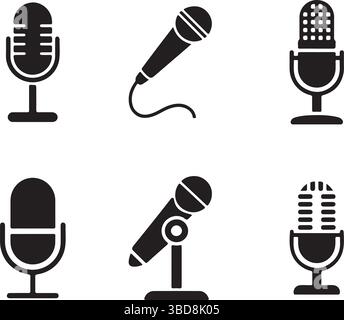 Microphone Icons & Pictograms - Audio & Vocal Symbols Stock Vector