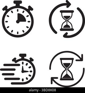 Time and Progress Vector Icon Set Stock Vector