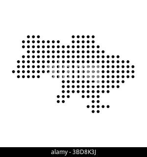 Ukraine country dotted map. Black spot pixel illustration isolated on white background. Vector circle mosaic. Stock Vector