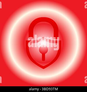 Red Lock Security Icon - Digital Safety Symbol Stock Vector