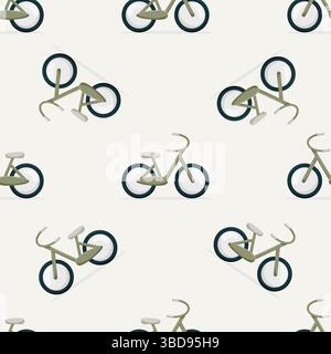 Seamless pattern with vintage bicycles on light background Stock Vector