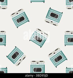 Seamless pattern with retro stoves on light background Stock Vector