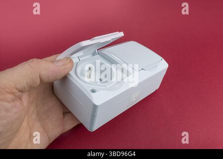 Wall Electrical European Standard Double Socket. Mount on the wall Stock Photo