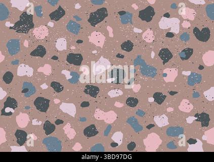 Vintage vector seamless terrazzo pattern in retro style. Retro colorful pattern with terrazzo texture. Vintage vector stone texture. Stock Vector