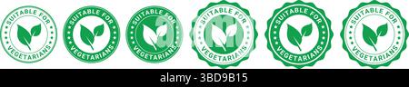 green natural food label badges with leaf icon used for organic, healthy, eco-friendly product packaging Stock Vector