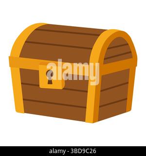 Closed wooden treasure chest with golden lock Stock Vector