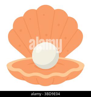 Cute Cartoon Seashell with White Pearl Stock Vector