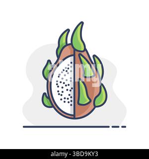 Dragon fruit, Pitaya or Pitahaya tropical fruit vector icon. Graph symbol for food and drinks web site, apps design, mobile apps and print media, logo Stock Vector