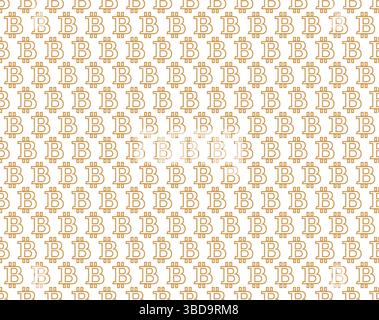 Abstract geometric pattern with bitcoin. A seamless background. White and gold ornament. Graphic modern pattern. Simple lattice graphic design. Stock Vector