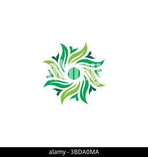 Leaf green circle logo design. organic icon vector Stock Vector
