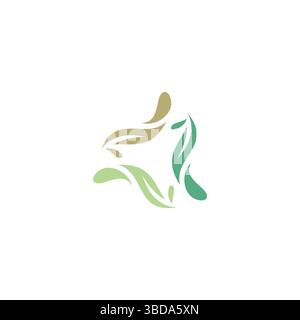 Circle Green Leaf Logo Template. Organic Vector Stock Vector