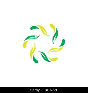 Leaf green circle harmony element icon logo Stock Vector
