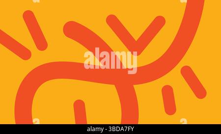 Red Minimal Curves on Bright Yellow Abstract Stock Vector