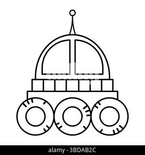Simple Space Rover Outline. This is a black and white vector illustration of a space rover with a minimalist design. Stock Vector