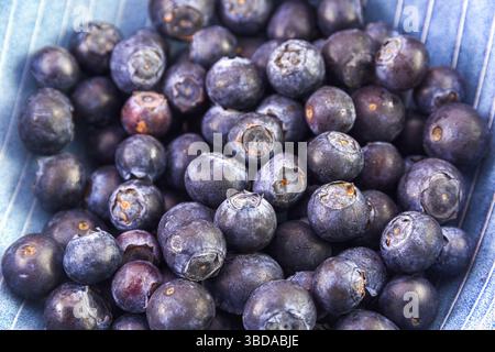 Closeup of fresh blueberries in a bowl, fruit background and texture Stock Photo