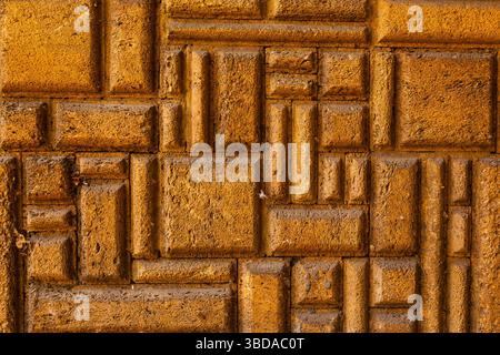 Ancient stonework in an ancient temple. Shell rock wall. Stock Photo