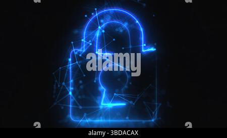 Digital lock with connection dots. Computer generated 3d render Stock Photo