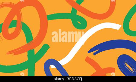 Spiraling Brushstroke Doodles on White Background Stock Vector