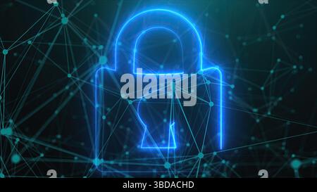 Digital lock with connection dots. Computer generated 3d render Stock Photo