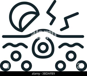 Line drawing representing skin damage from the sun causing premature aging Stock Vector