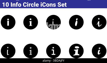 Set of 10 Info Circle Icons - Vector Illustration Stock Vector