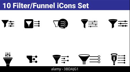 Set of 10 Filter/Funnel Icons - Vector Illustration Stock Vector
