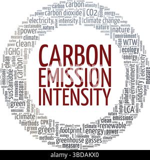 Carbon Emission Intensity word cloud conceptual design isolated on white background. Stock Vector