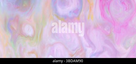 Pastel Fluid Marble Texture with Pink Green Orange Swirls, Abstract Liquid Background Stock Photo