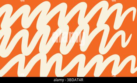 Curvy Cream Zigzags on Orange Background Stock Vector