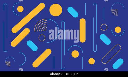 Abstract Geometric Composition with Cyan Yellow Stock Vector