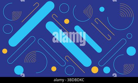 Diagonal Colorful Geometric Lines and Circles Stock Vector