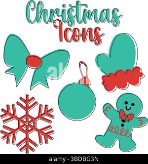 Bold outlined icon bundle. Vector Stock Vector