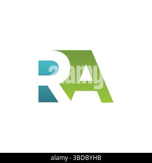 Letter R and A negative logo simple style vector image. RA negative space letter logo gradient color Stock Vector