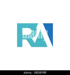Letter R and A negative logo simple style vector image. RA negative space letter logo gradient color Stock Vector