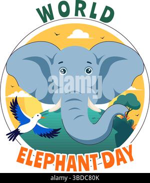 World Elephant Day August 12 template background. Vector illustration ...
