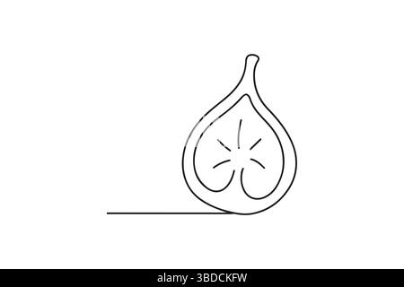 Fig fruit continuous one line drawing minimalism design Stock Vector